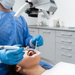 Dental check-up for a patient's teeth.